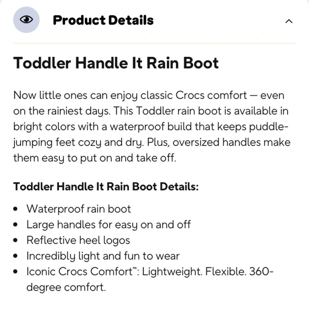 New: Crocs Handle It Rain Boots. Unisex. Size 6 c